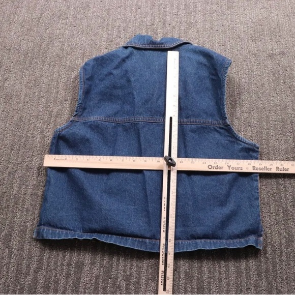 Vintage Denim Tapestry Woven Vest Southwestern Aztec Pattern Women's Petite S - Picture 9 of 11